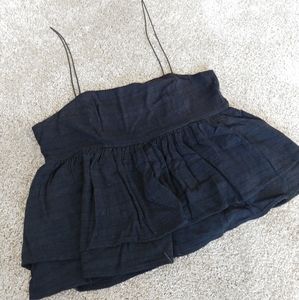Urban Outfitters Linen Blend Tiered Peplum Top
